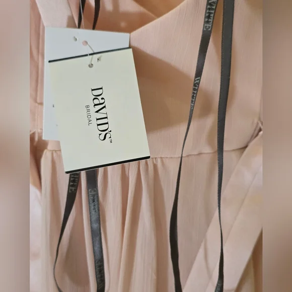 Vera Wang White Davids Bridal 20 Long Blush Dusty Rose Chiffon Dress Cross Back - Picture 10 of 15